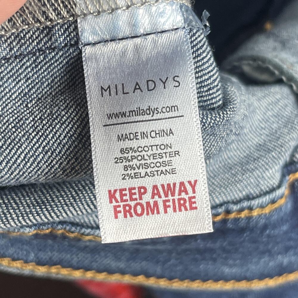 Miladys Denim Jacket‎ Womens 22 Blue Floral Hand Painted Trucker Stretch Plus - Picture 6 of 10